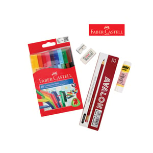 Faber Castell Connector Pen 10 +HB 12+Glue+Eraser+Sharpener