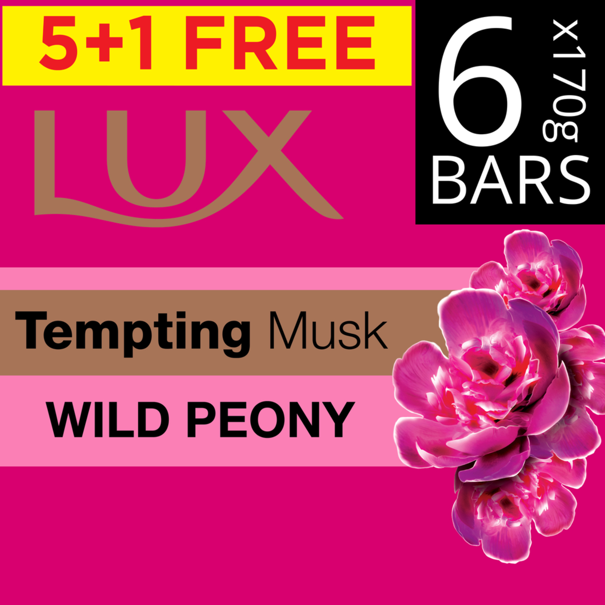 Lux Tempting Musk Wild Peony & Ylang Ylang Oil Bar Soap 170 g 5+1