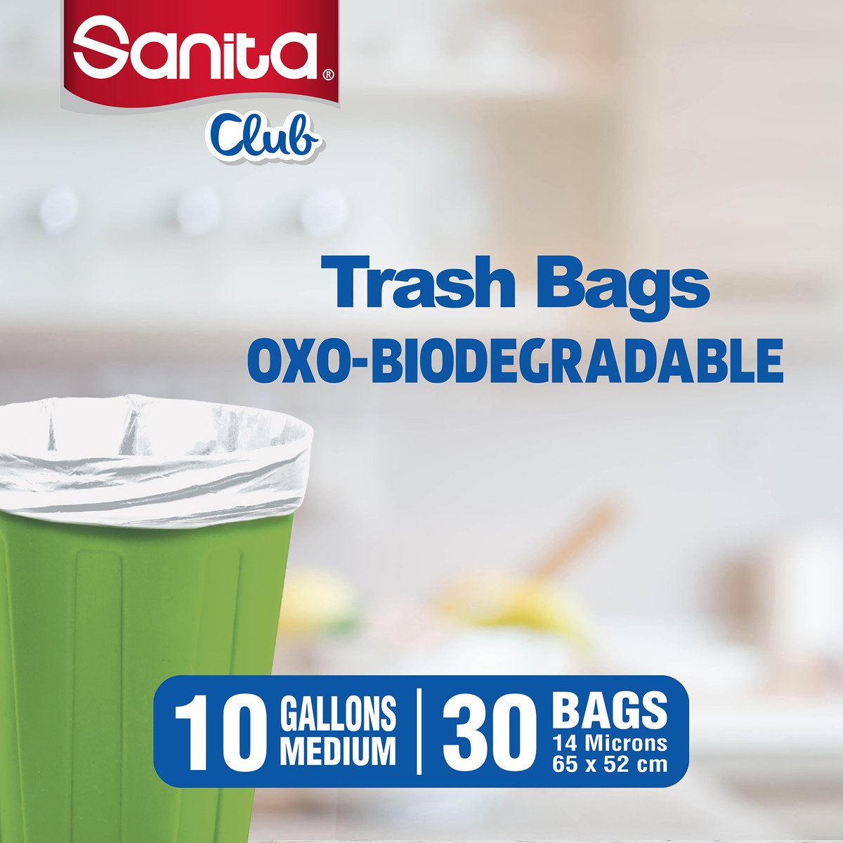Sanita Club Trash Bags Biodegradable 10 Gallons Size 65 x 52cm 30pcs