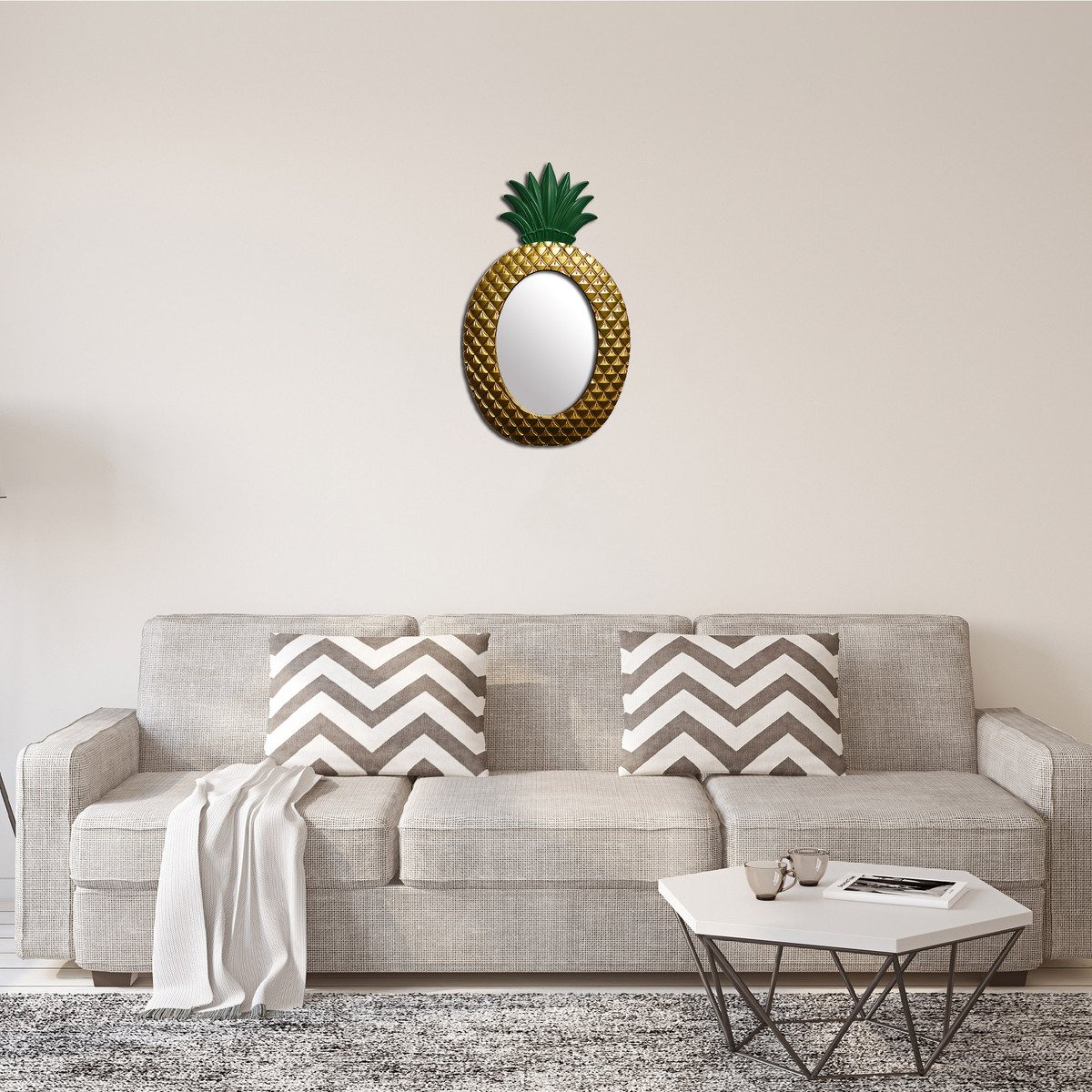 Maple Leaf Wall Decor Mirror Pineapple 57x33.5x2.5cm KD-721618C Assorted Color