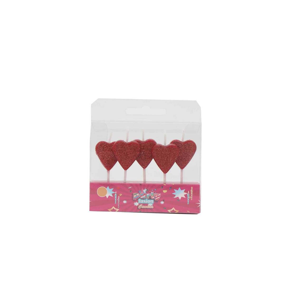 Party Fusion Heart Shaped Candles 5's