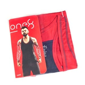 One 8 Men's Jog Vest Brick Red Color Single Piece Pack 208, Medium