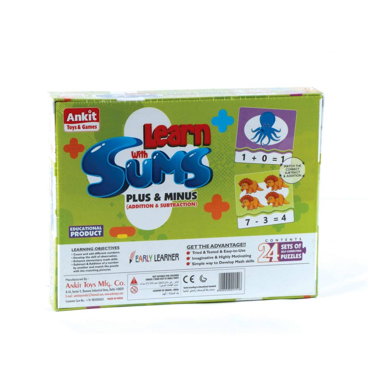Ankit Early Learner Learn With Sums Addition & Subtraction 24-Sets of Self Correcting Puzzles