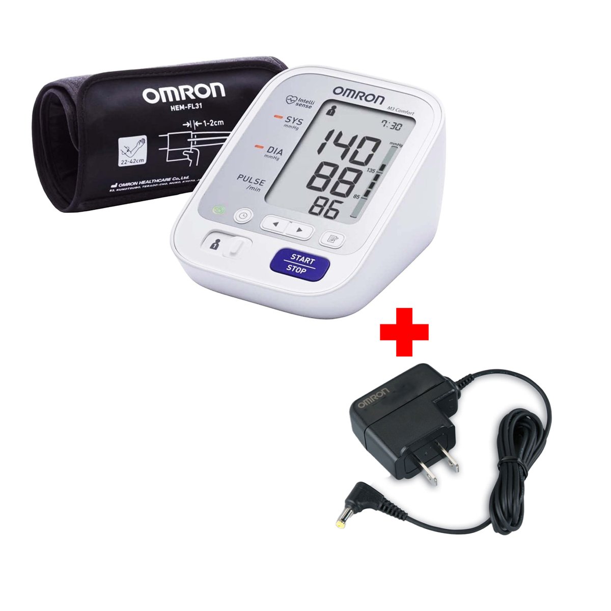 OMRON M3 Comfort + adapter upper arm blood pressure monitor , 1 pcs.