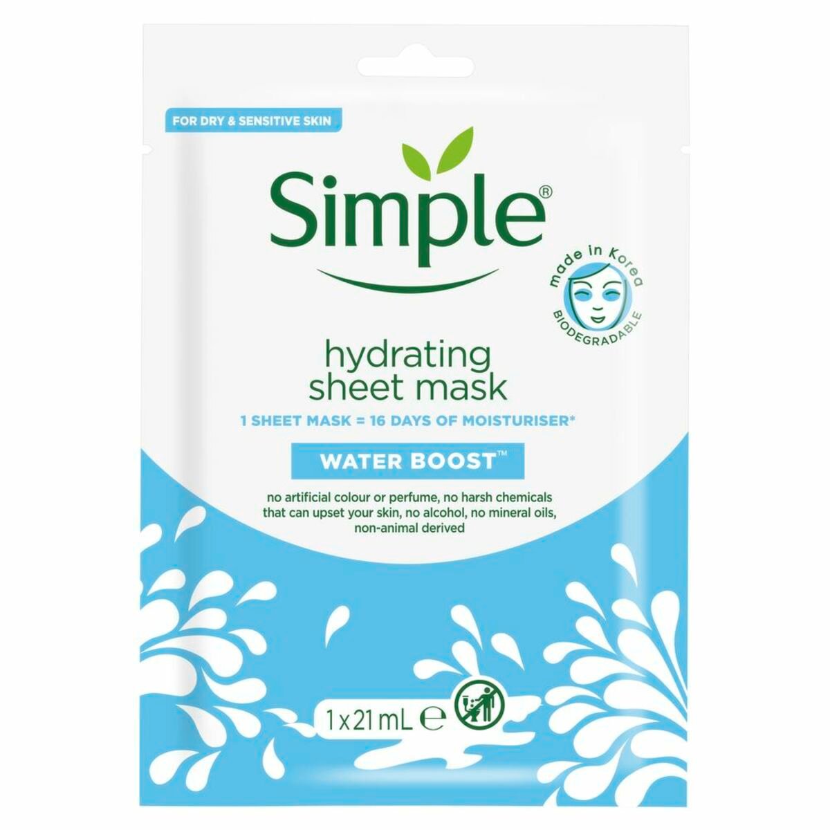 Simple Face Mask 5 Minute Rest Hydrogel 21 ml