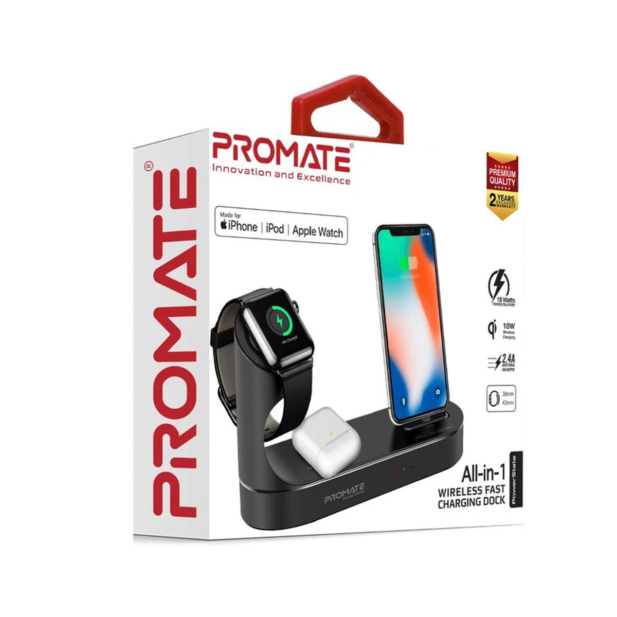 Promate All-in-1 Wireless Charging Dock for Apple Devices POWERSTATE