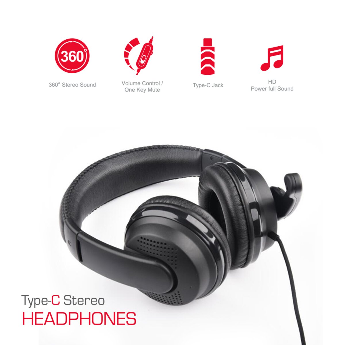 Trands Type-C Stereo Wired Headphones with Microphone HS998