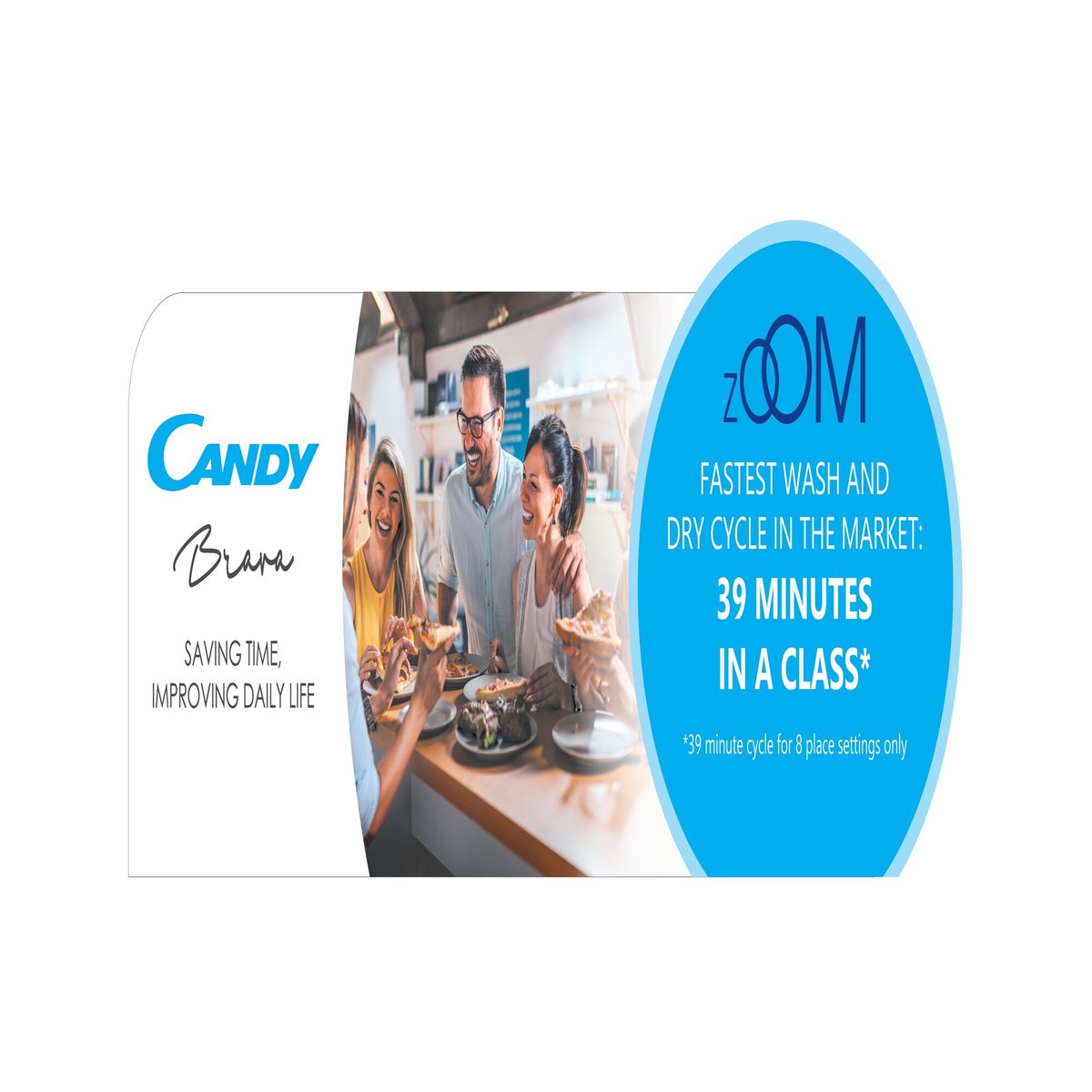 Candy Brava Dishwasher CDPN 1L390PW-19 5programs