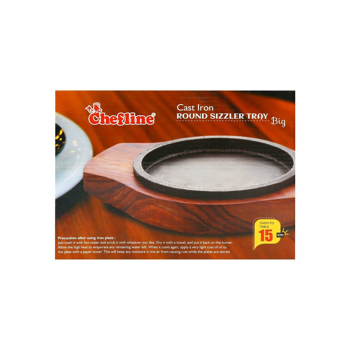 Chefline Cast Iron Sizzler Tray Round 15cm