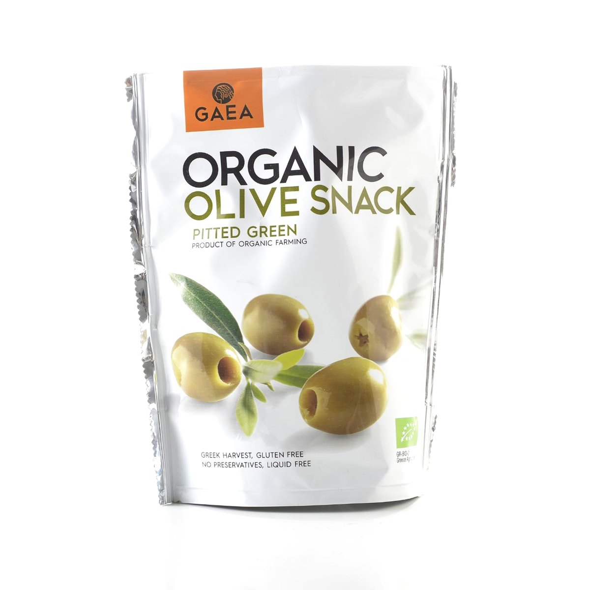 Gaea Organic Olive Snack Pitted Green 65g