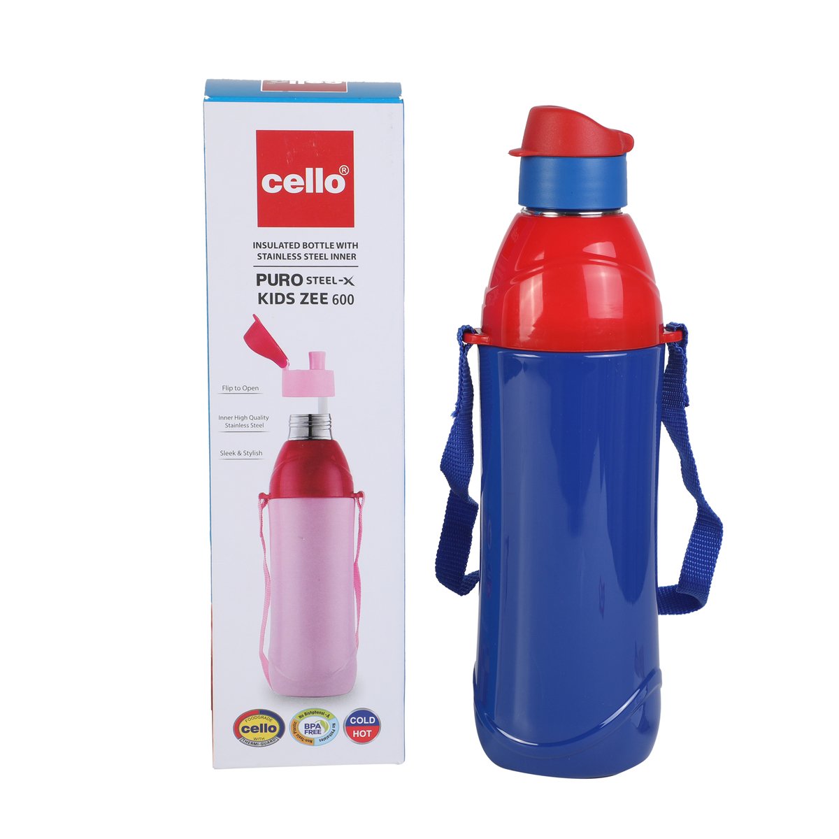 Cello Water Bottle  Stainless Steel Kid Zee 600ml