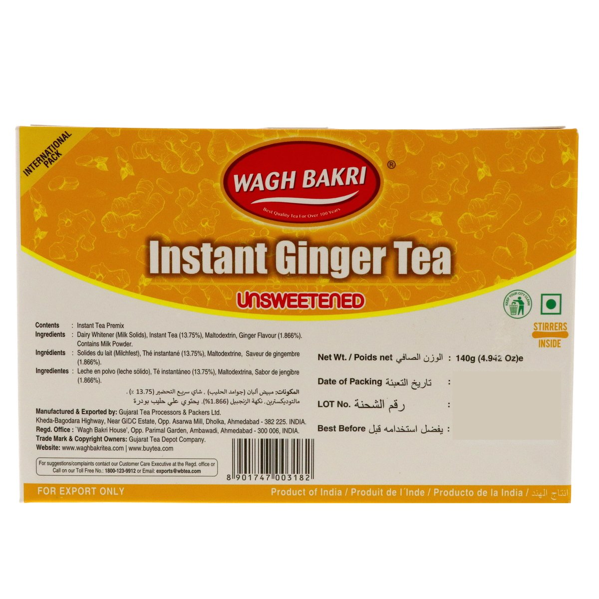 Wagh Bakri Instant Ginger Tea Karak Chai 140g