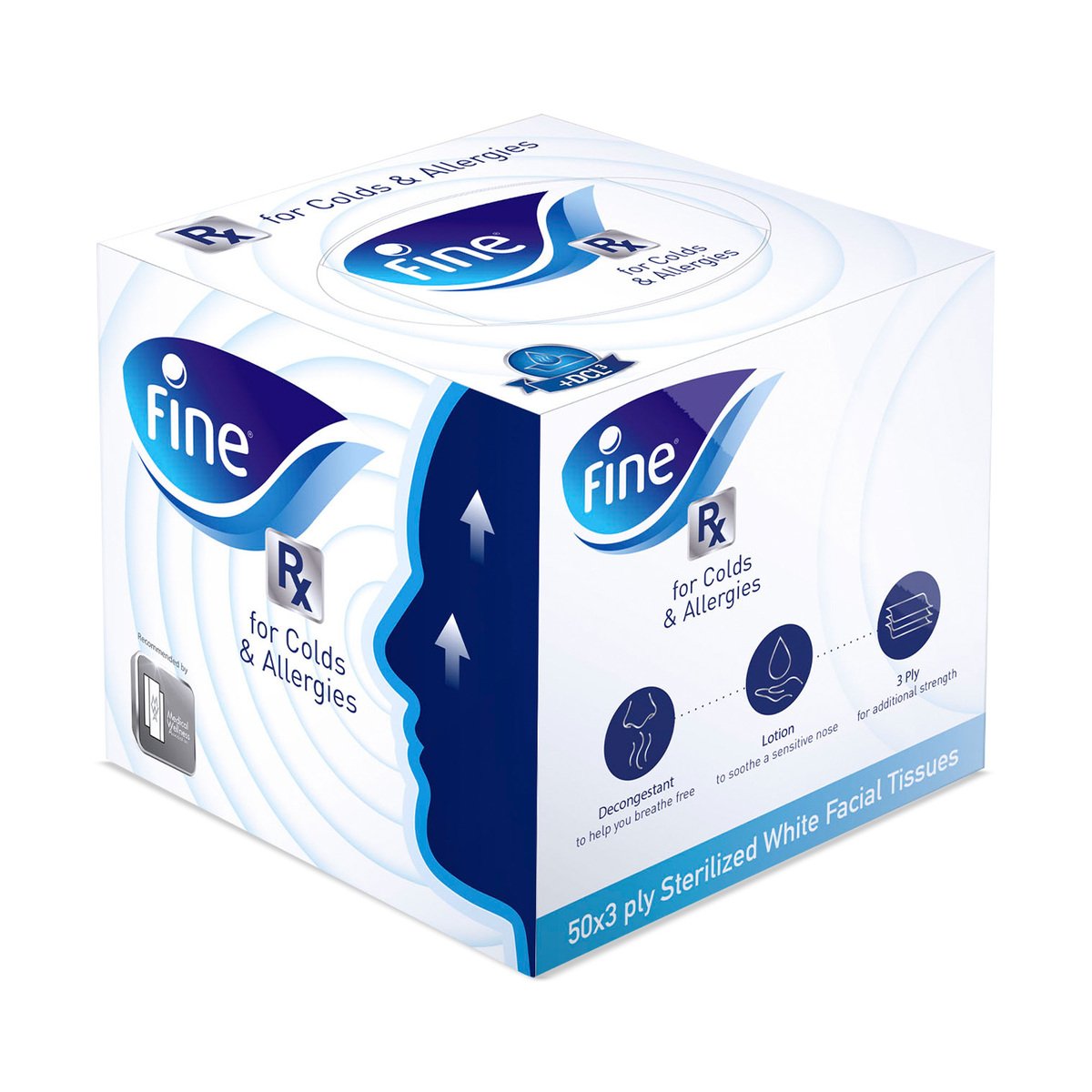 Fine Facial Tissue for Cold & Allergy 3ply 50 Sheets