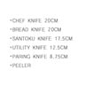 Bergner Stainless Steel Marble Coating Knives 6pcs Grafito 39325