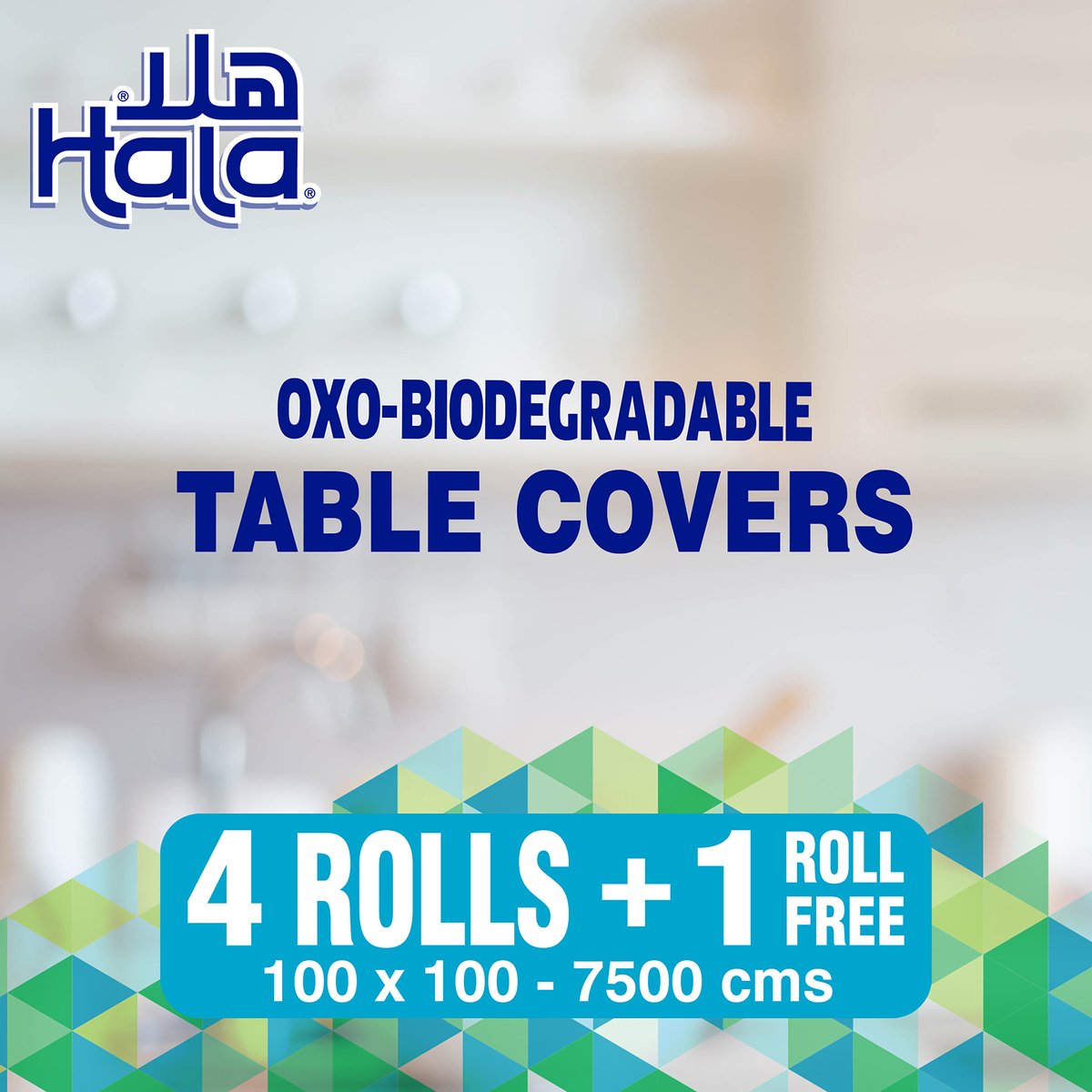 هلا اغطية طاولة أوكسو قابلة للتحلل مقاس 100 × 100 7500 سم 4 + 1