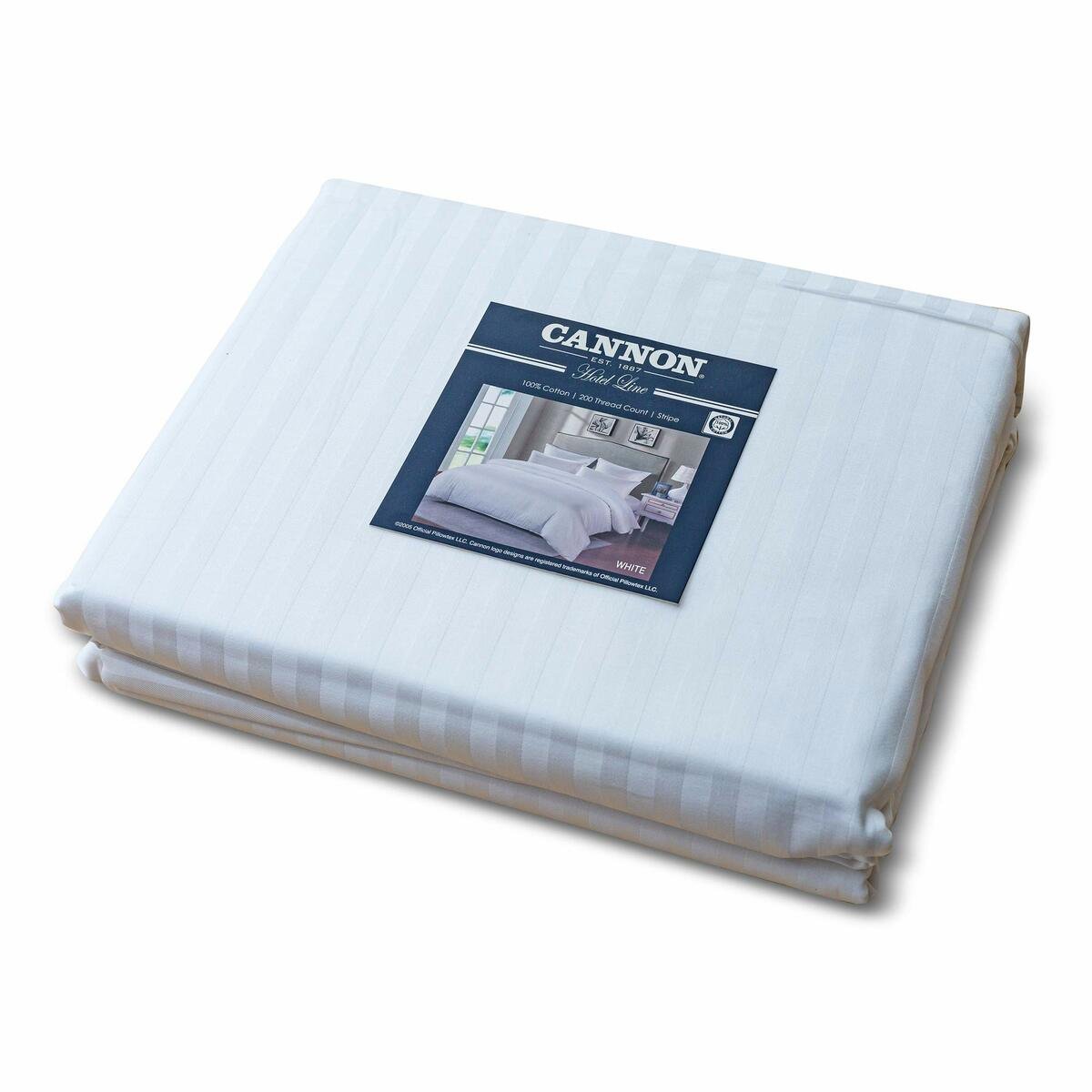 Cannon Quilt Cover Single 2pc Set White Stripe