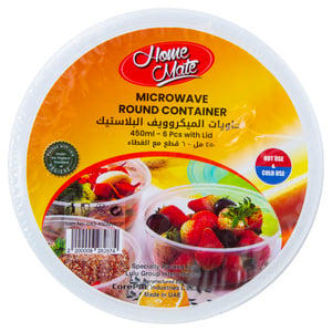 Home Mate Microwave Round Container With Lid 450ml 6pcs