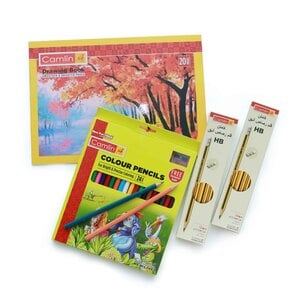 Camlin Drawing Book+Color Pencils 24's+HB Pencils 2x12's