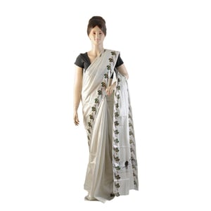 Sree Krishnamoorth Set Saree Silver Color With Blouse