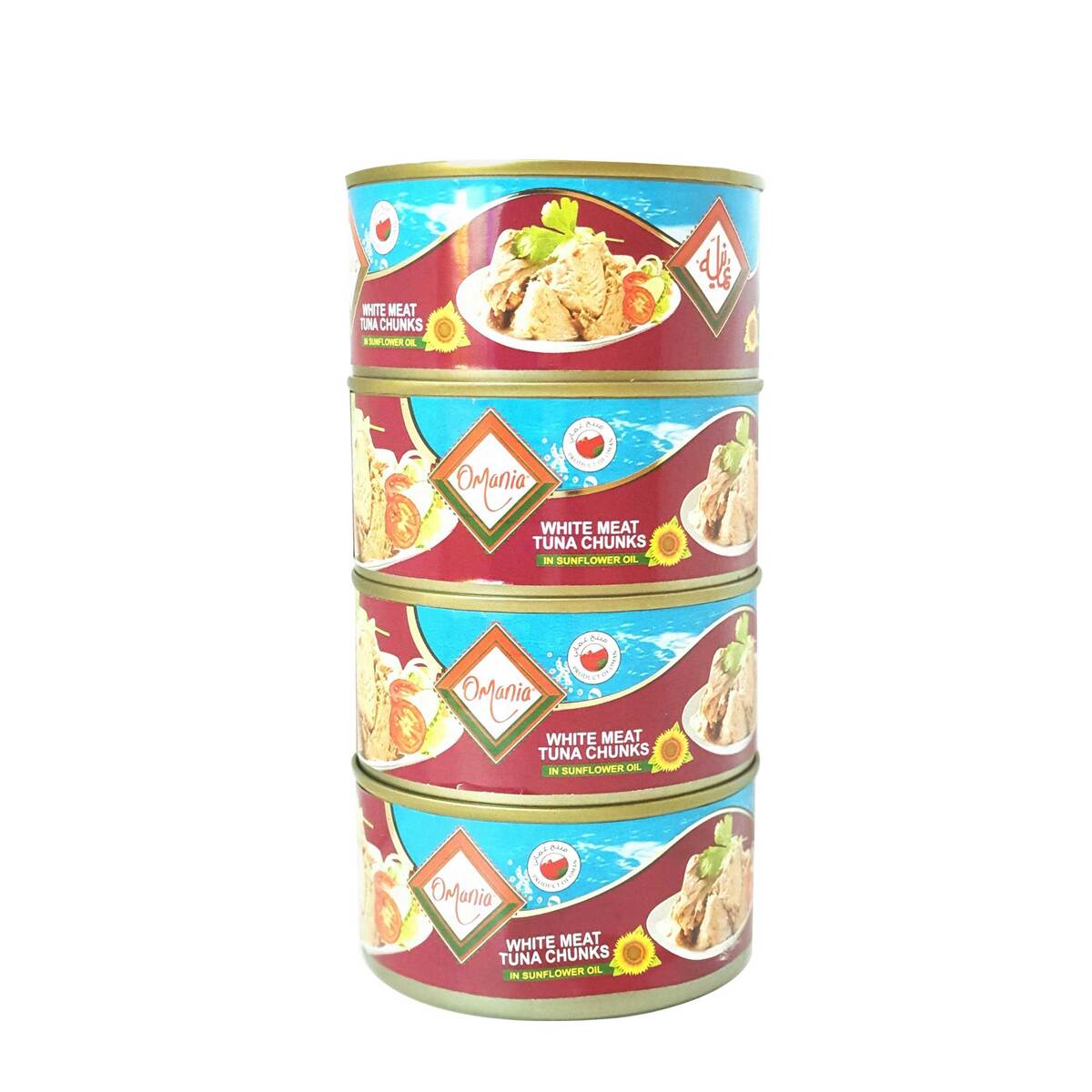 Omania White Meat Tuna Chunks In Sunflower Oil Value Pack 4 x 185g