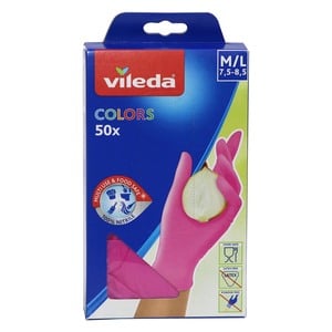 Vileda Colors Nitrile Gloves Medium/Large 50pcs