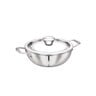 Chefline Stainless Steel Tri-Ply Kadai With Lid, 24 cm, INDRI