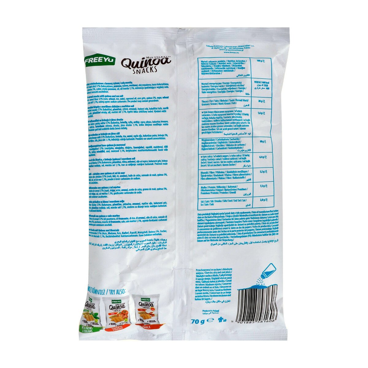 Freeyu Multigrain Quinoa Snacks Sea Salt 70 g