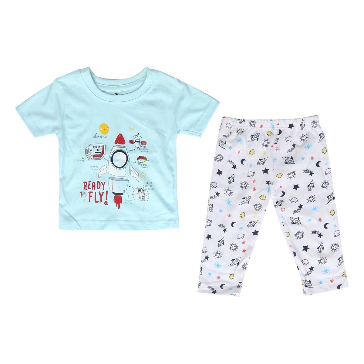 Eten Infant's Boys Pyjama Set Short Sleeve Light Blue 6M