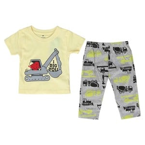 Eten Infant's Boys Pyjama Set Short Sleeve Light Yellow 18M