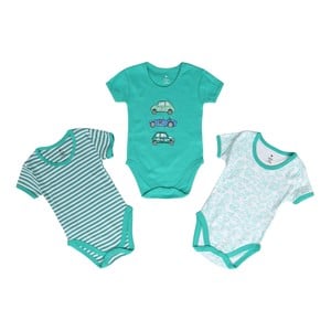 Eten Infant's Boys Bodysuit 3Pcs Set Short Sleeve Green 3-6M
