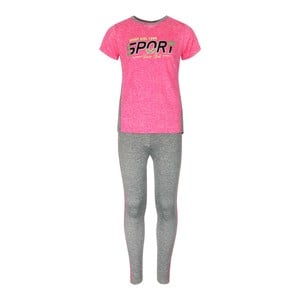 Eten Girls Active Wear Set Top & Leggings XFG11 Neon Pink 3-4Y