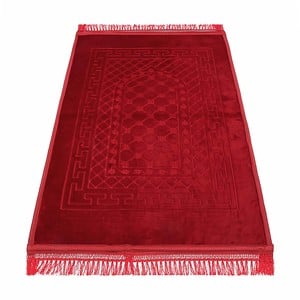 Golden Wheat Embossed Prayer Mat with rachel softness( 80x120cm) Red