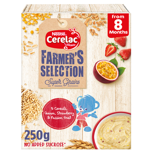 Nestle Cerelac Farmer's Selection 5 Cereals Quinoa Strawberry & Passion Fruits From 8 Months 250g