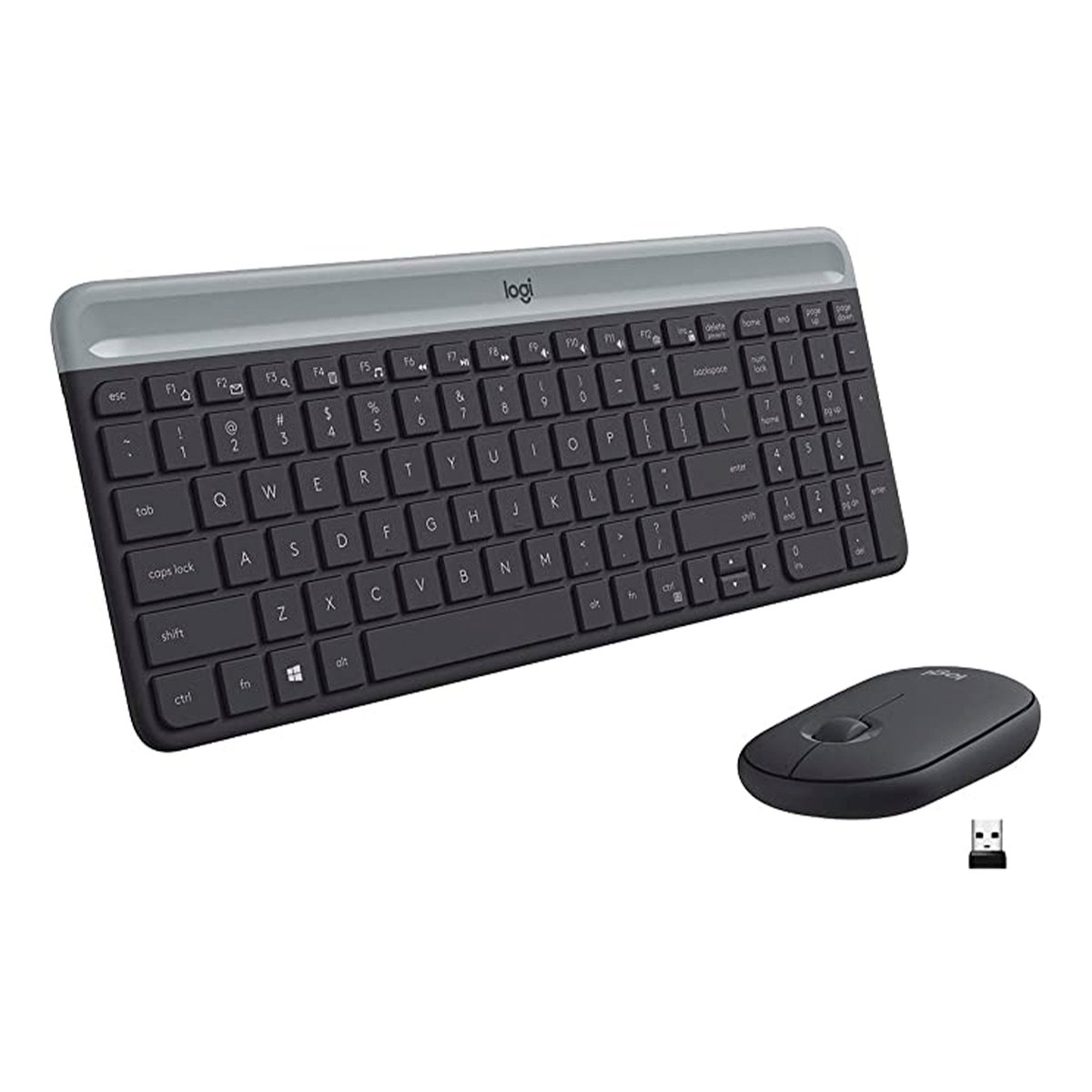 لوحة مفاتيح لوجي تك لا سلكية رفيعة MK470 مع فأرة - اللون أسود