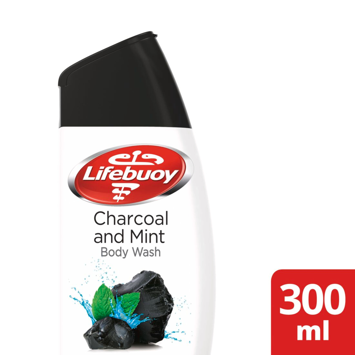 Lifebuoy Charcoal and Mint Body Wash 300ml + Loofah