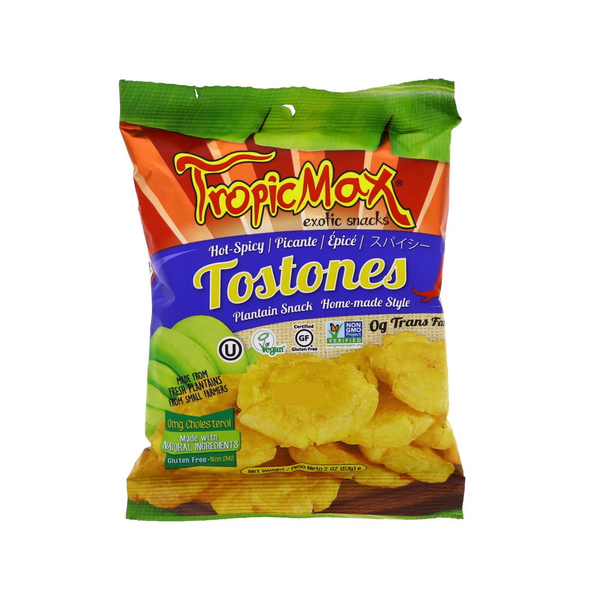 Tropic Max Gluten Free Hot & Spicy Tostones Plantain Snack 57 g