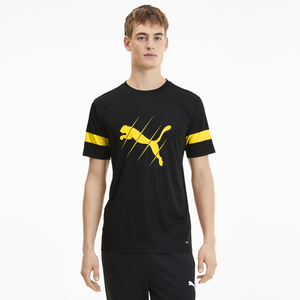Puma Men's Round Neck T-Shirt Short Sleeve 65646719 Black Ultra Yellow Small