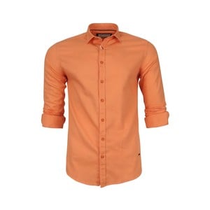 Debackers Men's Casual Shirt Long Sleeve 2025 Orange Large