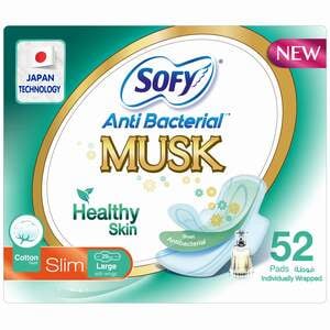Sofy Healthy Skin Pads Anti Bacterial Musk Slim With Wings Size 29cm Large 52pcs