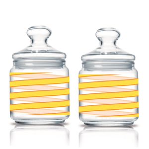 لومينارك برطمان زجاجي مزخرف باللون الأصفر 0.75 لتر - قطعتين