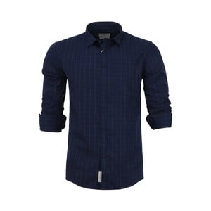 Marco Donateli Men's Casual Shirt Long Sleeve 348701 Navy Large