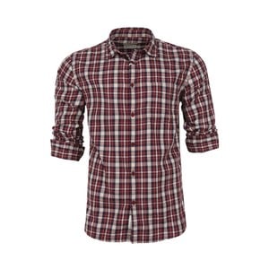 Marco Donateli Men's Casual Shirt Long Sleeve 347922 Maroon Medium