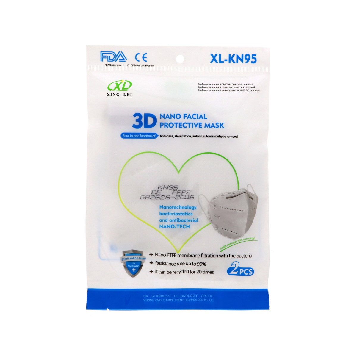 3D Nano Facial Protective KN95 Mask 2pcs