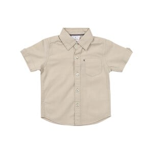 Debackers Infants Boys Linen Shirt Short Sleeve Khaki 6M