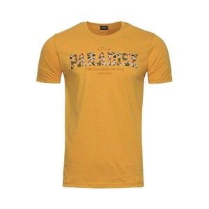 Cortigiani Men's Round Neck T-Shirt Short Sleeve BSR065 Yellow Medium