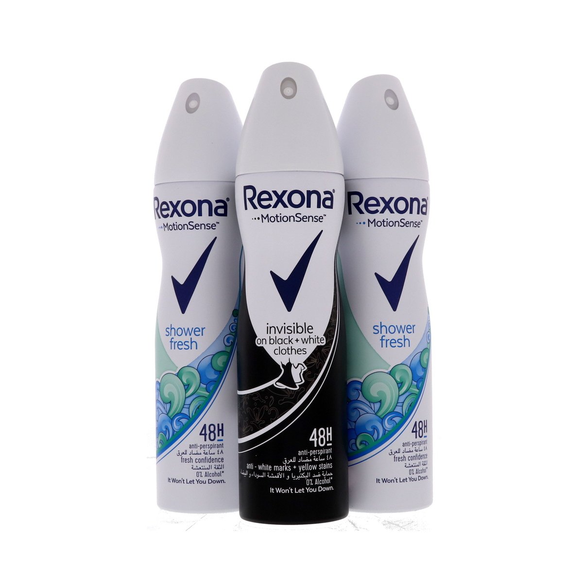 3 x Rexona motion sense aloe vera 48H fresh confidence anti-transpirant 0%  alcohol 200 ML 