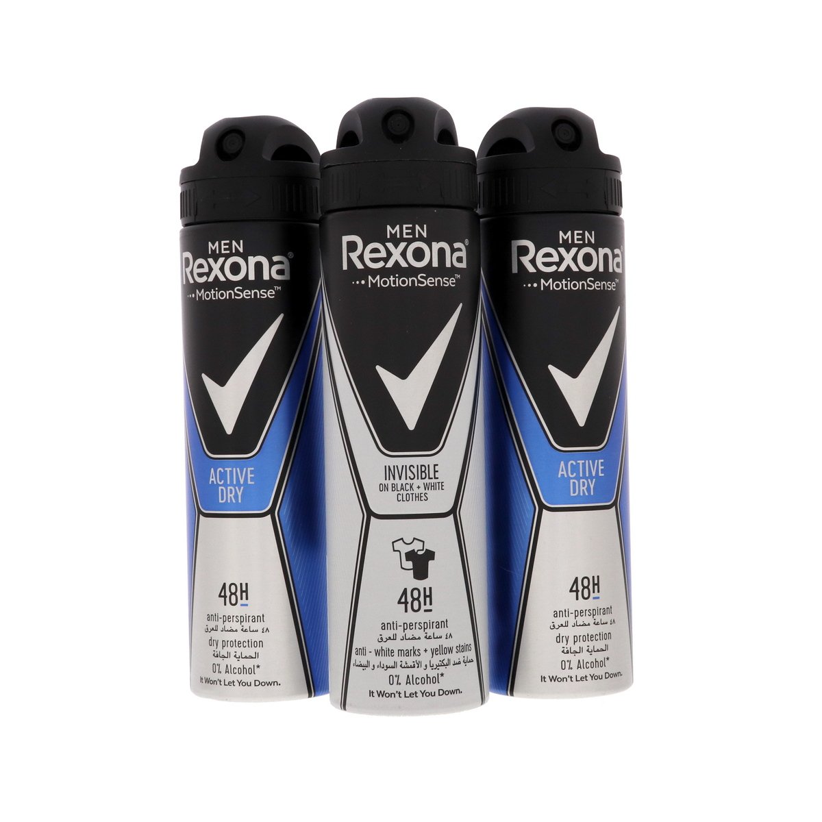 Rexona Men Active Dry Invisible Antiperspirant Assorted 3 x 150 ml