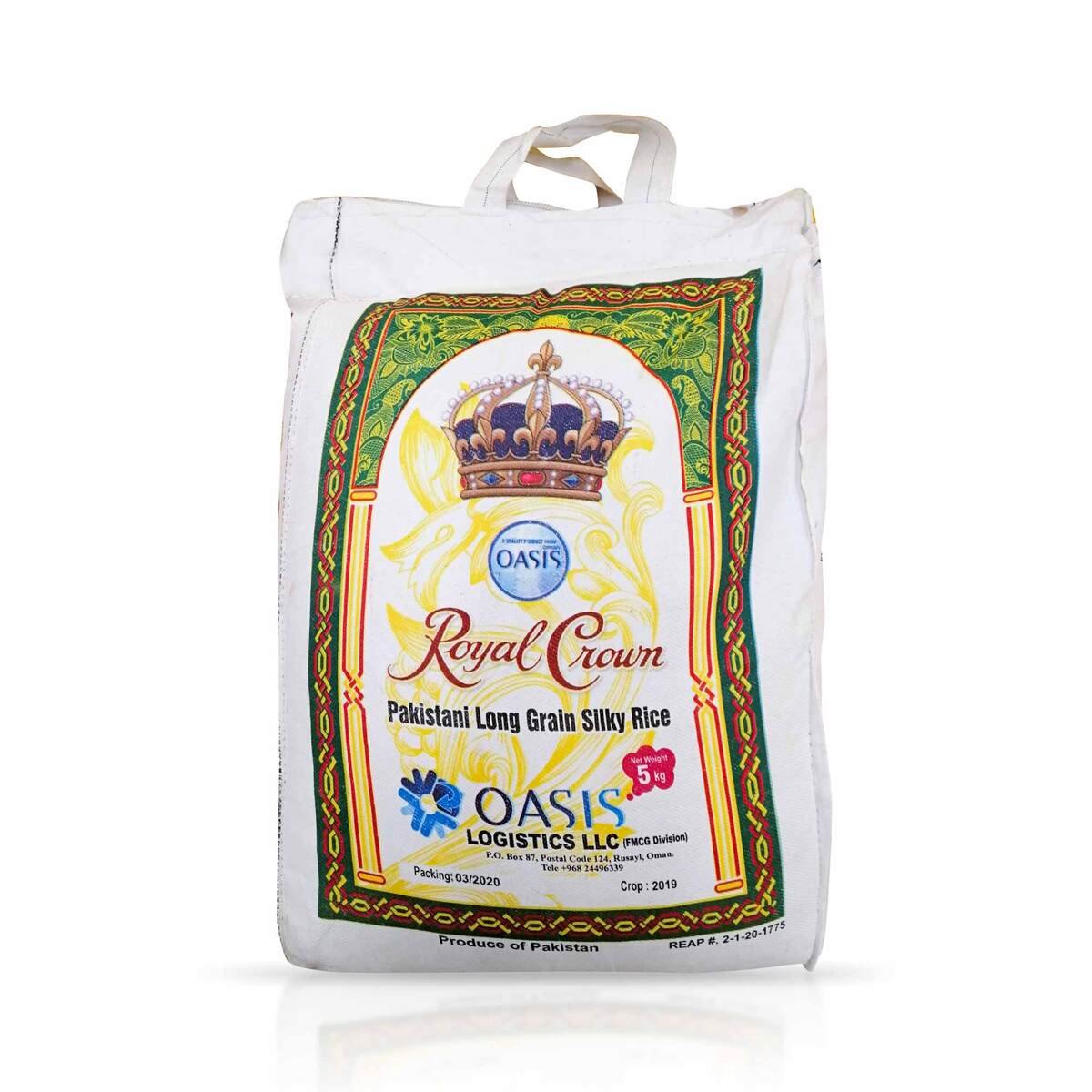 Royal Crown Pakistani  Long Grain Silky Rice  5kg