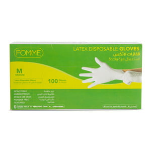 Fomme Latex Disposable Gloves Medium 100pcs