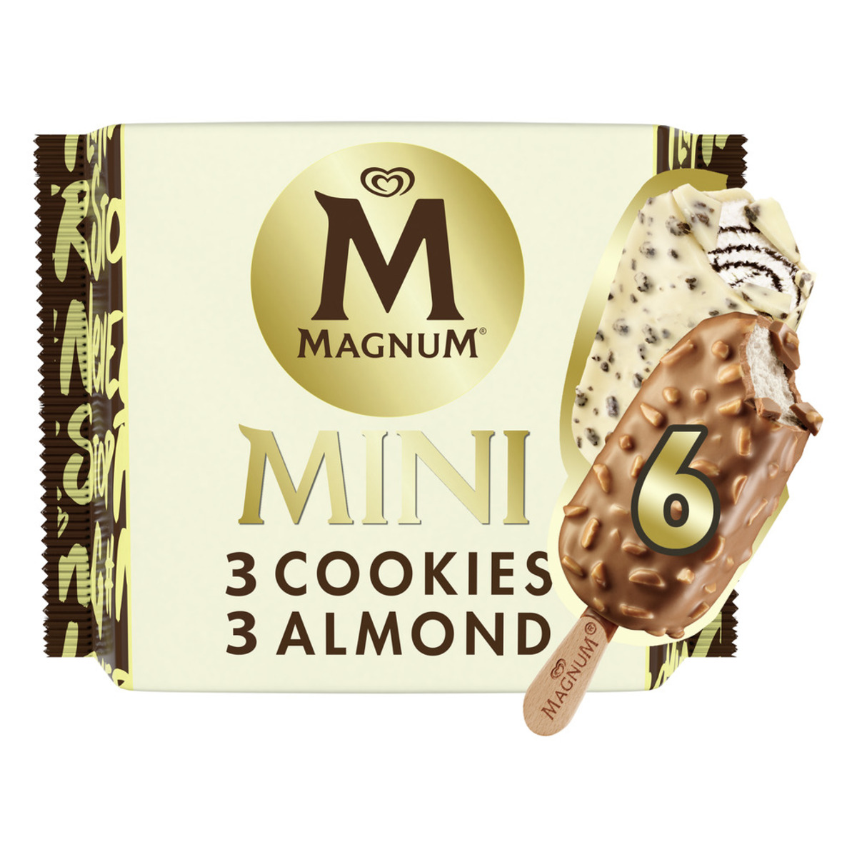 Buy Magnum Mini Cookie & Almond Ice Cream Stick 6 x 57.5 ml Online at Best Price | Ice Cream Take Home | Lulu Kuwait in UAE